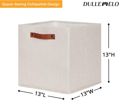 DULLEMELO Storage Baskets for Shelves Closet Storage,Sturdy Home Organization Bins for Gifts Empty,Foldable Fabric Storage Cubes Baskets for Nursery Toys Towels Clothes Storage(Beige-4 Pack)