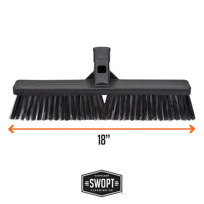 SWOPT 18” Standard Multi-Surface Push Broom Head — Indoor and Outdoor Push Broom — Cleaning Head Interchangeable with All SWOPT Cleaning Products for More Efficient Cleaning and Storage