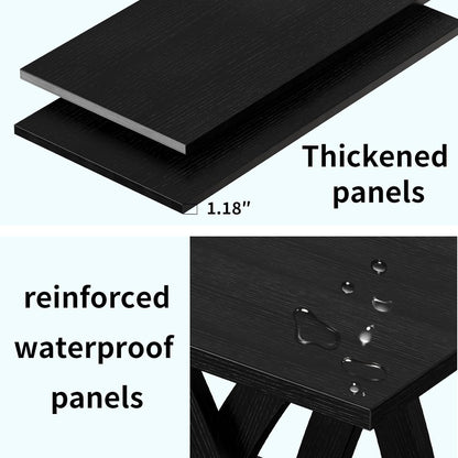 47” Wood Coffee Tables for Living Room Rustic Stands with Storage Shelf Black Coffee Tables for Living Room Farmhouse Center Stands with Shelf Farmhouse Rectangle Center Table