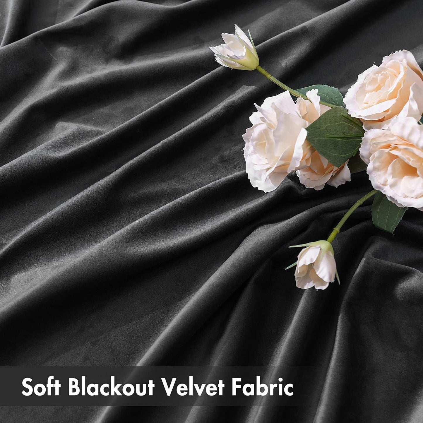 MIULEE Black Velvet Curtains Thermal Insulated Blackout Halloween Curtain Drapes for Bedroom Living Room Darkening 84 Inches Long Curtains Panels Rod Pocket Set of 2