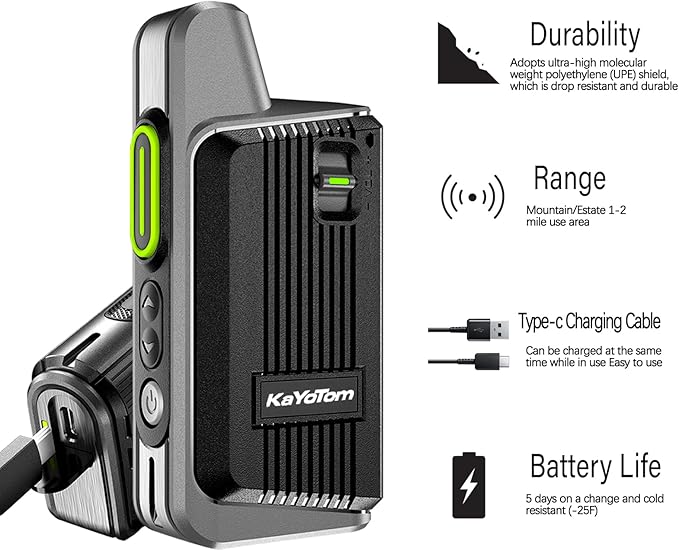 KaYoTom Walkie Talkies Long Range Rechargeable 2-Way Radios UHF Handheld Transceiver Walky Talky,Radio Handheld Waly Talky,Compact Suitable for Outdoor Sports,Team Activities（2 Pack