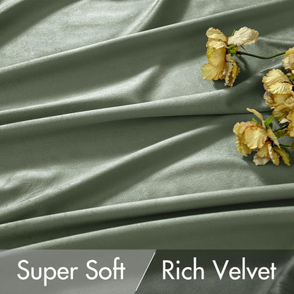 MIULEE Sage Green Velvet Curtains 108 inches 2 Panels - Pinch Pleated Luxury Room Darkening Window Drapes for Bedroom Living Room Thermal Insulated Super Soft Blackout Extra Long, Back Tab Rod Pocket
