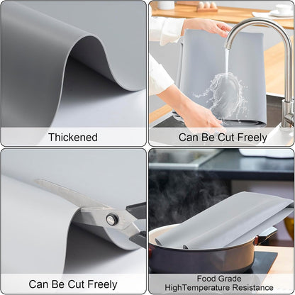 Food Grade Silicone Table Protector Mat 47x24 Inch, Heat Resistant Desk Pad for Baking/Painting/Resin/Welding, Non-Slip Waterproof Surface Easy Clean (3 Colors) (Gray)