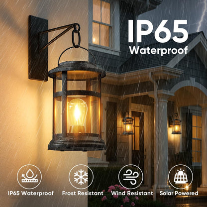Solar Lanterns Outdoor Waterproof: 4 Pack Hanging Solar Lights for Outside Patio Porch Garden Tabletop Decor - Bright LED Warm White Solar Powered Lighting - 2025 Gardening Lovers Mom Gifts