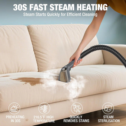 WORKPRO Steam Portable Carpet and Upholstery Cleaner, 16KPa Upholstery Cleaner Machine with Steam & Heating System, 4 Cleaning Modes & Versatile Tools, Spot Cleaner for Pet Stains, Couch, Car Seat