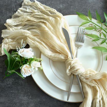 Sioloc 10 Pack Beige Cheesecloth Table Runner Fall Autumn Decor for Home 10ft Table Cloth for Tea Wedding Birthday Party Baby Bridal Shower Halloween Thanksgiving