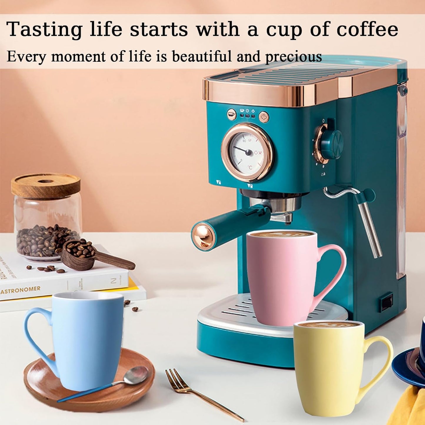 Coffee Mugs Set of 6, 12oz Ceramic Coffee Mugs with Handle, Colorful Matte Porcelain Coffee Mug for Latte, Tea, Cocoa, Cappuccino, Cups for Women Men for Home Restaurant Mug(Multicolour)