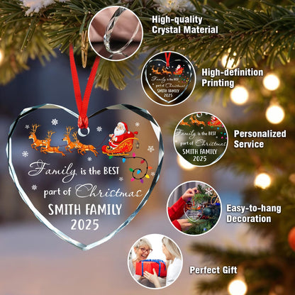 Personalized Crystal Christmas Ornaments, Custom Family Glass Ornament 2025, with Custom Name, Date - Perfect Keepsake Gift for Family, Dad, Mom, Him, Her, Couple