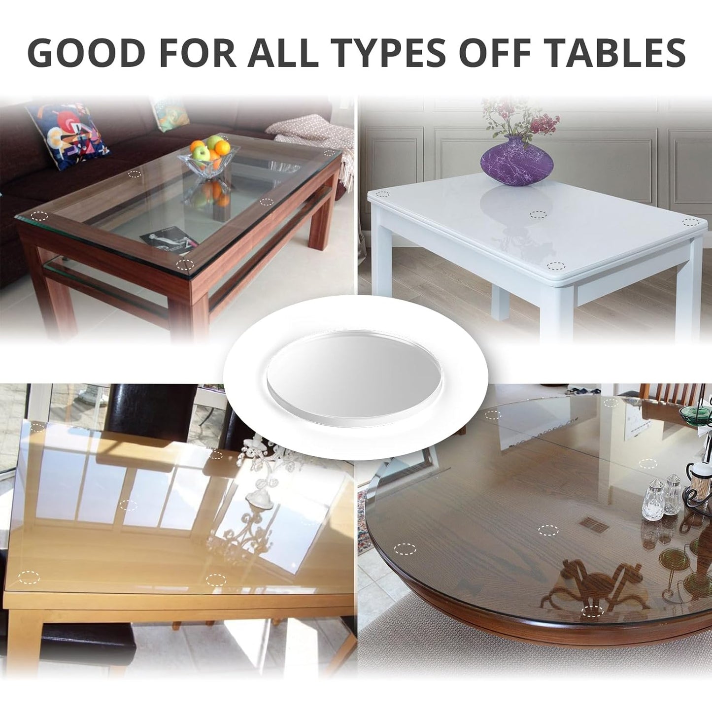 X-Protector Glass Table Top Bumpers - 20 PCS 1.2"- Non-Adhesive Glass Table Top Anti Slip Pads - Clear Rubber Glass Table Top Grippers - Glass Table Protector to Keep Glass Table Top from Sliding!