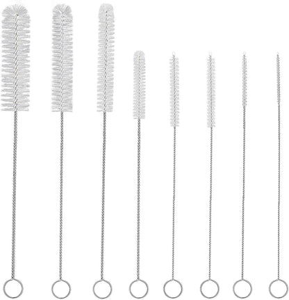 8 Pack Straw Brush Cleaner with Different Diameters (3mm-30mm) - 12" Long Nylon Brush for Water Bottles, Baby Bottles, Sippy Cups & Tumblers | Reusable Tube Cleaner for Straws and Narrow Pipes