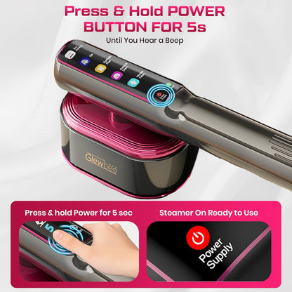 Portable Clothes Steamer, 1200W Touch Screen Handheld Steamer for Clothes, 1s Powerful Wrinkle Remover, All Fabric Modes, Dry & Steam Ironing for Home & Travel, 10s Fast Heat-up-Gray