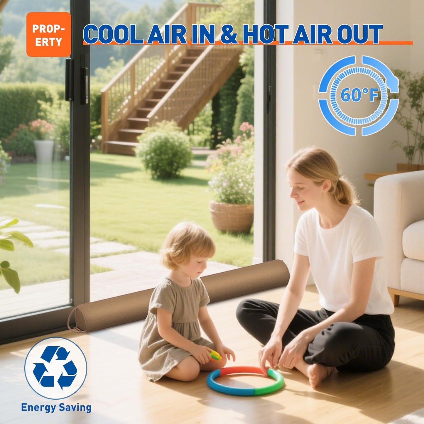 MAGZO Door Draft Stopper 36 Inches, Weighted Triangular Door Snake for Winter Noise Blocker with Hook Loops,Brown