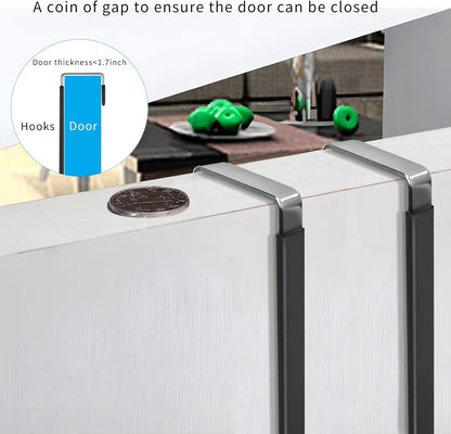 FYY Over The Door Hooks, 6 Pack Upgraded Long Door Hangers Hooks with Rubber Prevent Scratches Heavy Duty Organizer Hooks for Hanging Clothes, Towels, Hats, Coats, Bags Black