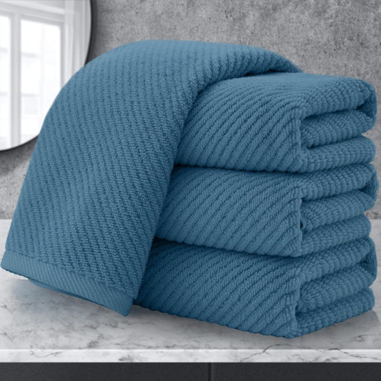 VOOVA & MOVAS Hand Towels for Bathroom Set of 4, Large 18" x 28", 100% Cotton | Lightweight | Thick | Quick Dry | Soft | Absorbent, Bath Hand Towels for Bathroom, Towel Gift Set, Dark Blue
