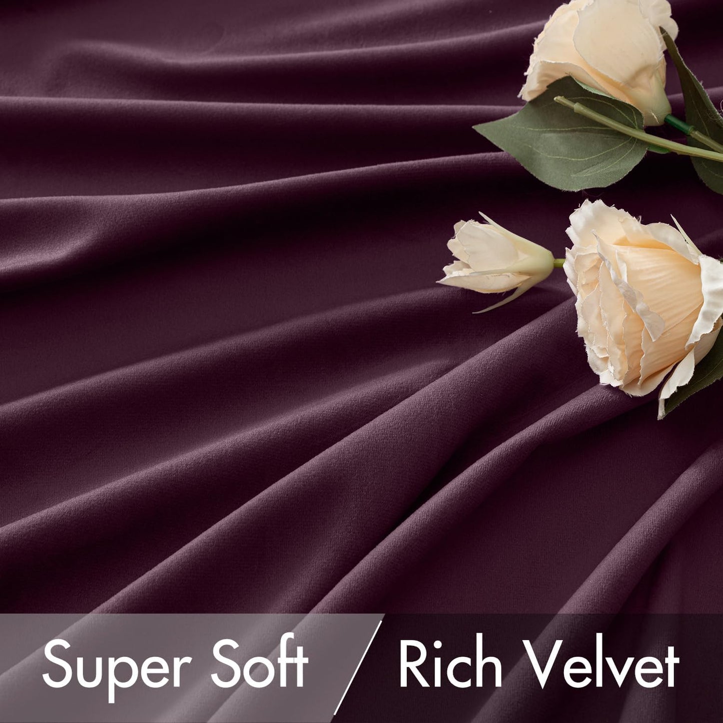 MIULEE Dark Purple Velvet Curtains 84 inches 2 Panels - Luxury Room Darkening Window Drapes for Bedroom Living Room Thermal Insulated Super Soft Blackout, Back Tab Rod Pocket Pinch Pleated, W52 x L84