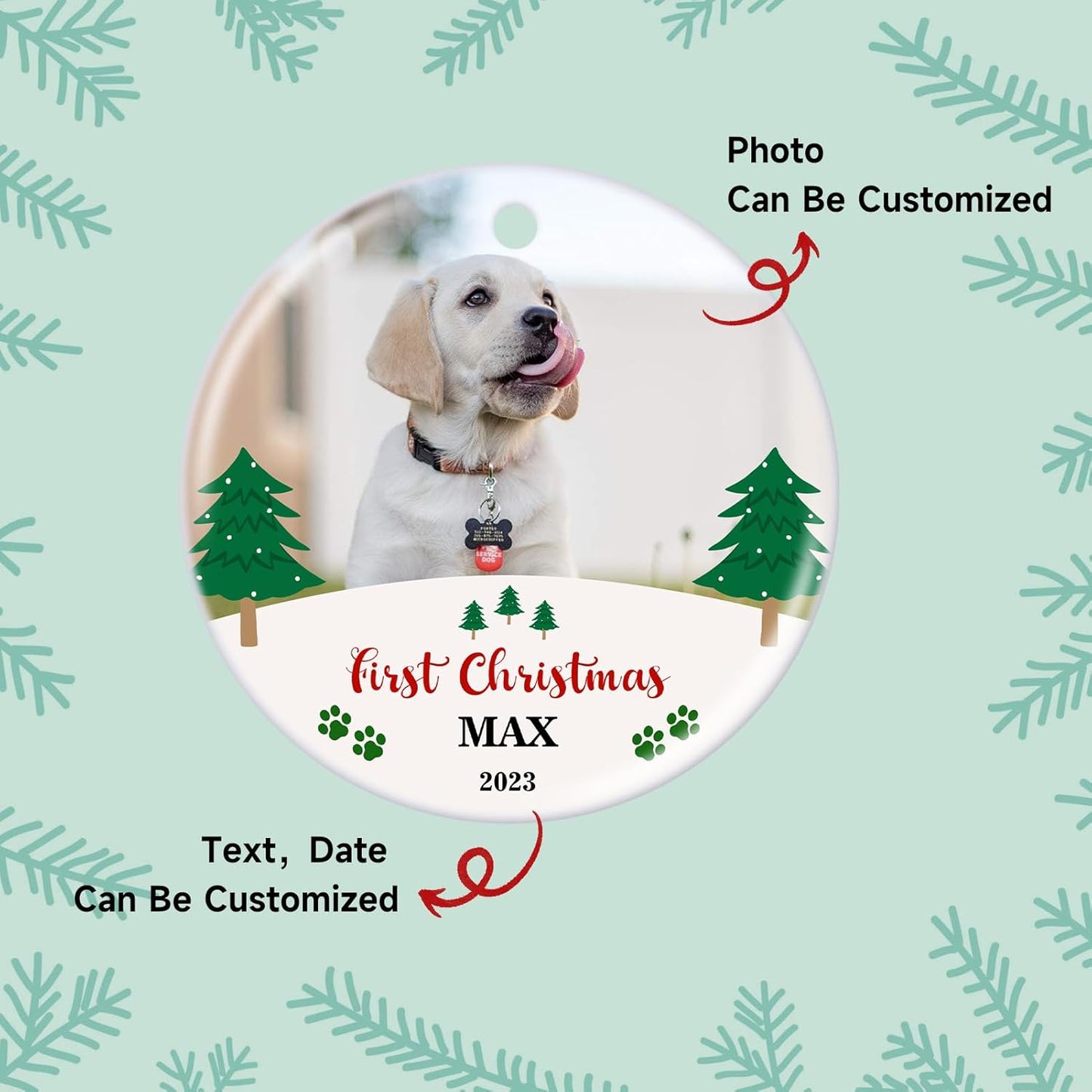 Personalized Christmas Ornament 2025 Custom Pet Memorial Gifts Photo Ornament Dog Cat First Christmas Ornaments Customized Xmas Tree Decorations Keepsake Gift for Dog Lovers, Pet Lovers