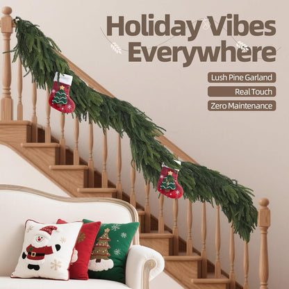 6FT Artificial Norfolk Pine Garland – Real Touch Greenery Garland, Dense Green Plants for Indoor Outdoor Christmas, Holiday, and Home Decoration (2, 6FT-)