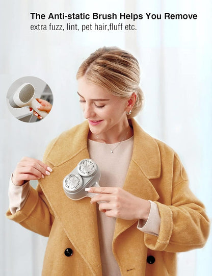 VASSON Fabric Shaver, Electric Lint Remover, Rechargeable Lint Shaver, Sweater Shavers to Remove Pilling, Large Fuzz Remover for Clothes Couch Furniture (Greyish White)