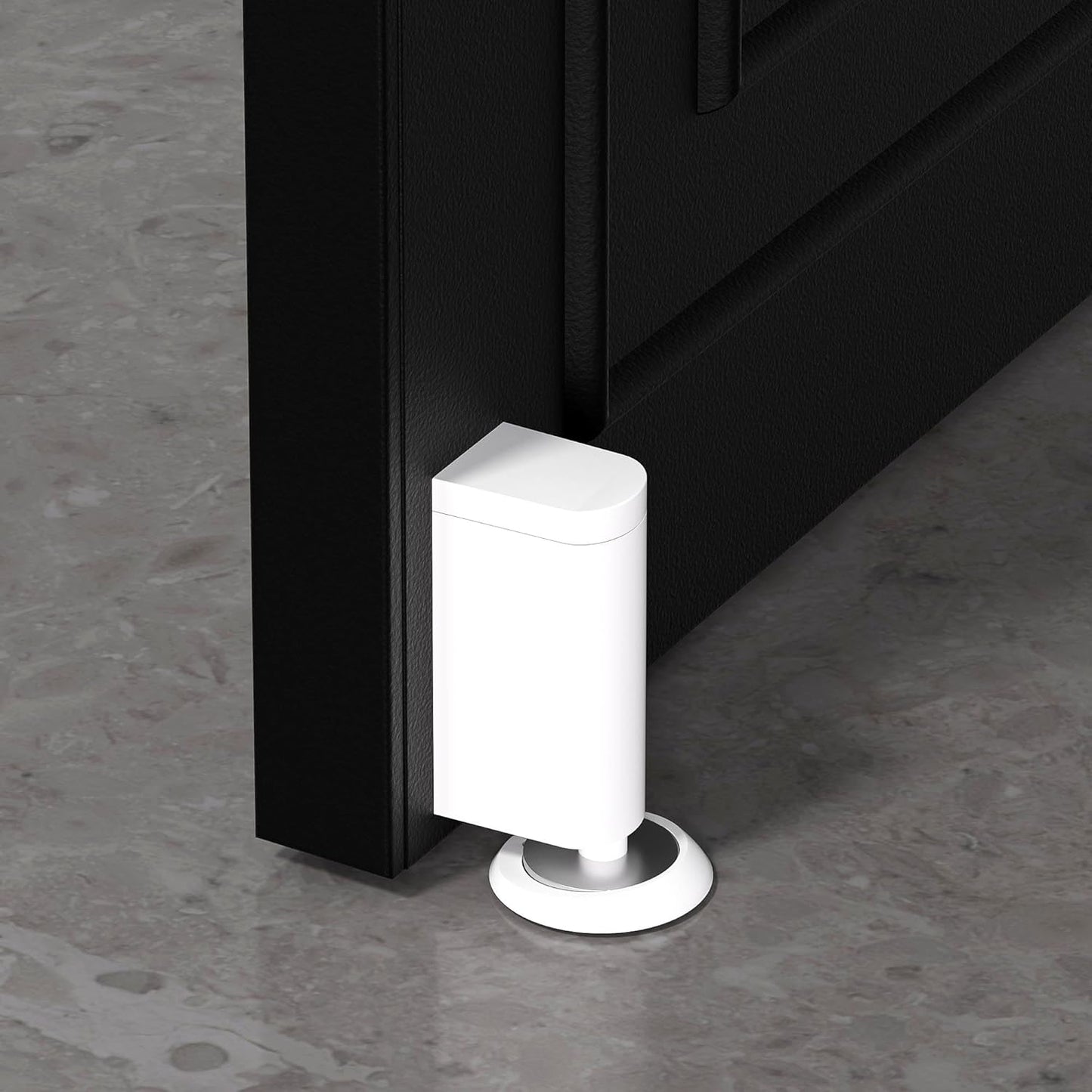 Windproof Magnetic Door Stoppers, 0-0.78" Stroke Mechanical Doorstop, No-Hole Flooring Door Suction with 3M Strong Adhesive and Screws, White, 1 Pack