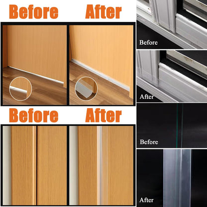 Dstorelhp Upgraded Weather Stripping, No Residue Door Draft Stopper, Silicone Seal Strip for Doors Windows Shower Glass Gap, Transparent 16.4 Feet Long (Width 35mm)