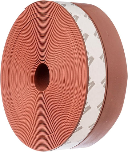 Weather Stripping Door Seal Strip for Gaps, Silicone Draft Stopper Adhesive Tape for Sliding Doors, Windows, Shower Glass, Soundproof Seal for Home Insulation, 32.8ft Roll Brown