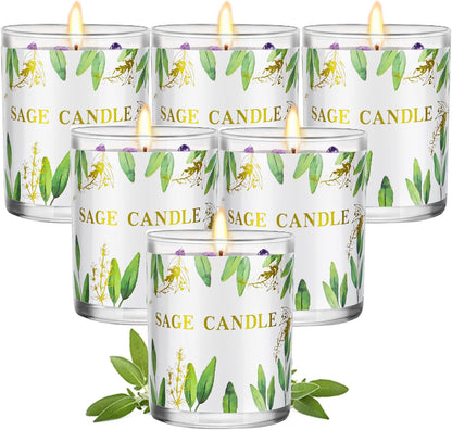 Candles, 6 Pack Sage Candle for Cleansing House Negative Energy, Scented Candles Gifts Set for Women, Crystal Candle Clearance with Crystal Healing Stones, Alternative to Smudge Sticks, Relax & Mind