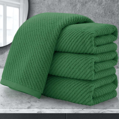 Green Hand Towels for Bathroom (4PC, Large 18"x28") - 100% Cotton | Quick Dry | Light Weight | Thick | Soft | Absorbency, Hand Towels for Showering, Bathroom Essentials Set, Hunter Green