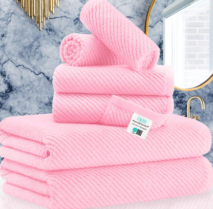 Pink Towels - 100% Cotton, Soft, Quick Dry, Lightweight, Towel Set of 6, 2 Large Bath 30" x 56", 2 Hand 18" x 28", 2 Washcloths 13" x 13", Pink Towels Bathroom Sets, Luxury Towel Gift Set