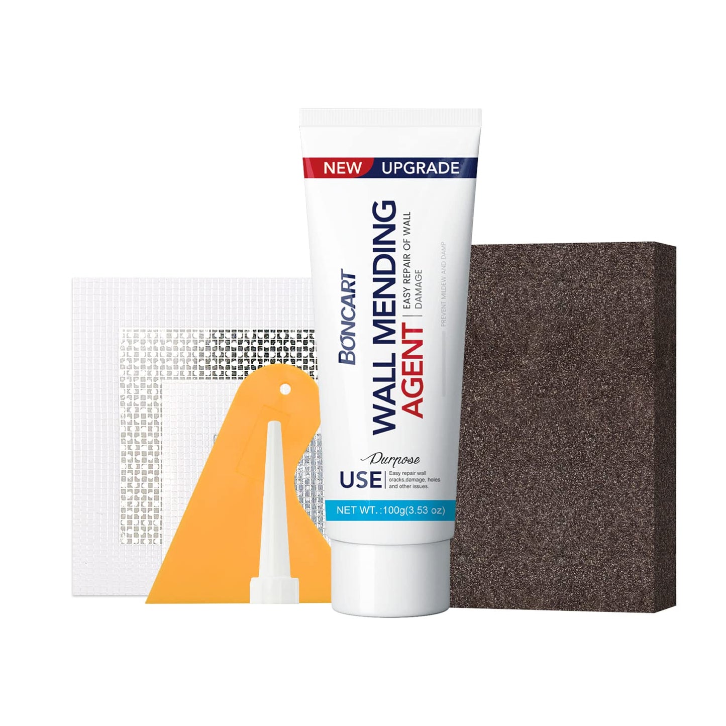 Wall Spackle & Drywall Repair Patch Kit with Mending Agent Putty, Repair Paste Plaster, Scraper & Sanding Sponge for Wall Crack/Nail Hole