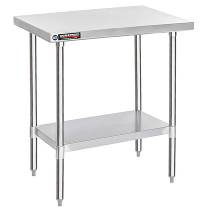 DuraSteel 30x36 Stainless Steel Work Table - NSF Commercial Prep Metal Table - Outdoor Pizza Oven Stand w/Under Shelf - Kitchen Island Laundry Utility Garage Microwave Stand Large Rolling Storage Cart
