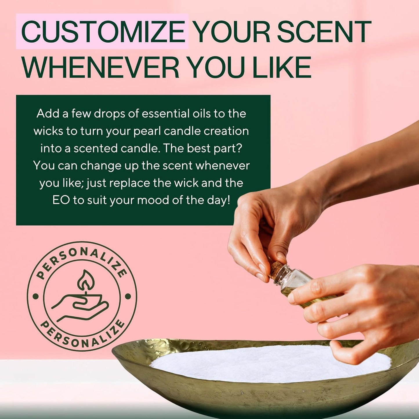 LILY LADUE Sand Candle Kit - 1Lb/16Oz Pearled Candles Sand and Wicks (24) with Gold Holder, Unscented Aroma Beads, Reusable Pearled Candle Wax for DIY Home Kit, Powder Beads Refill Available