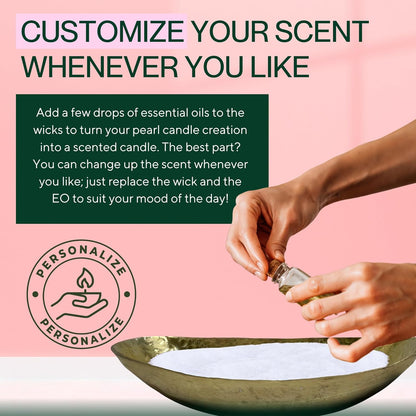 LILY LADUE Sand Candle Kit - 1Lb/16Oz Pearled Candles Sand and Wicks (24) with Gold Holder, Unscented Aroma Beads, Reusable Pearled Candle Wax for DIY Home Kit, Powder Beads Refill Available