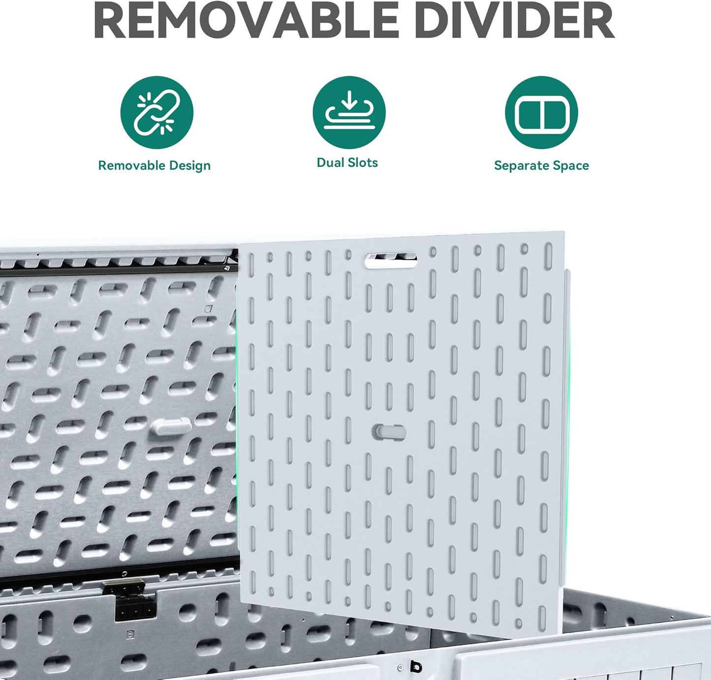 YITAHOME 200 Gallon Double-Wall Deck Box with Divider & Side Handles, Outdoor Large Storage for Patio Furniture Cushions, Garden Pool Accessories, Water Resistant & Lockable