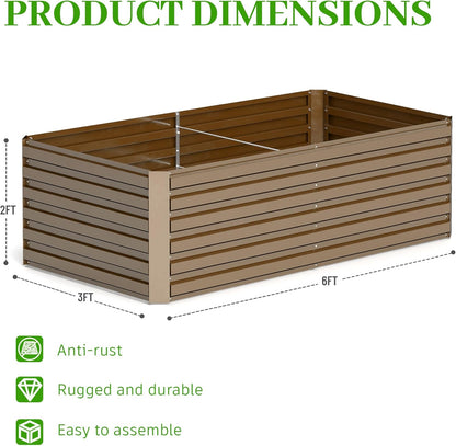 6x3x2 ft Raised Garden Bed, Large Metal Planter Raised Beds, Planters for Outdoor Plants for Vegetables, Flowers, Herbs, Fruits, and Succulents.(4 Pcs)
