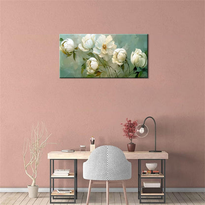 LASMOND Blooming White Flowers Plants Wall Art Decor Artwork for Bedroom (20x40 Inches)