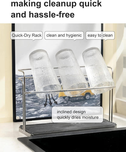 Stainless Steel Water Bottle Drying Rack Space Saving, Durable Cup Drying Rack for Kitchen Counter top, Versatile Mug Holder and Bottle Dryer Rack for Coffee mugs, Tumblers, Glasses, Travel Bottles