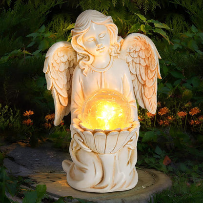 Angel Statue Outdoor Decor, Angel Gardening Gifts with Solar LED Lights