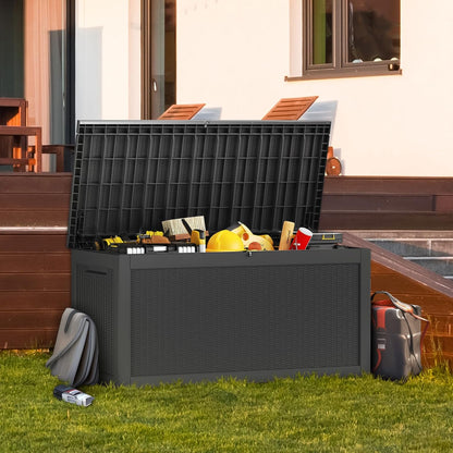 Vixzen 260 Gallon Resin Deck Box, Lockable Outdoor Storage Box for Patio Cushions Storage Furniture,Garden Tools, Pool Supplies, Weatherproof and UV Resistant- Black