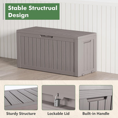 72 Gallon Deck Box Lockable Resin Outdoor Storage Box waterproof Outdoor Container for Patio Furniture Cushions, Pillow