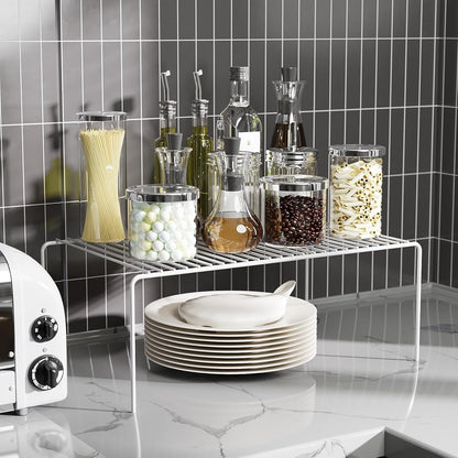 Medium(13 x 9.4 inch)White Cabinet Storage Shelf Rack Set of 2, Rustproof Metal Wire Kitchen Counter Organizers and Storage, Spice Organization for Cabinet, Plate, Dish, Pantry, Bathroom, Fridge