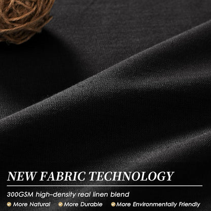 BOODII 100% Blackout Curtains 84 Inch Length 2 Panels Set Black Linen Textured Curtains Thermal Insulated Room Darkening for Bedroom Living Room Drape Sound Proof Curtain for Window Back Tab, 52x84