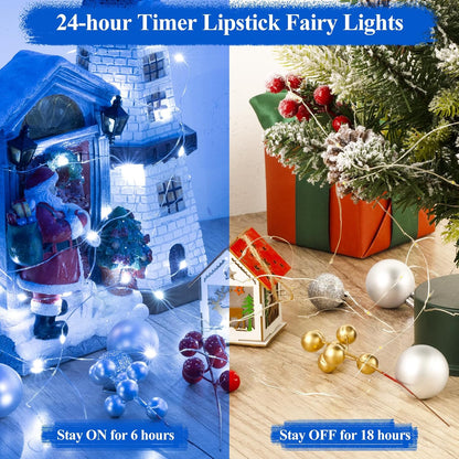 Lakumu LED String Lights Battery Operated, Fairy Lights with Timer, Mini Twinkle Lights for Bedroom, Christmas Decorations, Wedding, Vine, Centerpiece Table Decor (10M/33FT Blue)