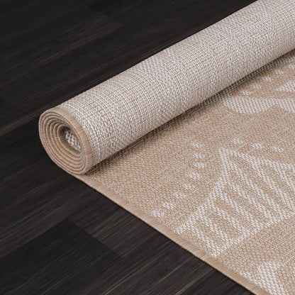 Medallion Outdoor Rug 9x12 Washable Outside Carpet for Indoor Patio Porch Waterproof Easy Cleaning Non Shedding Area Rugs Beige 9 x 12