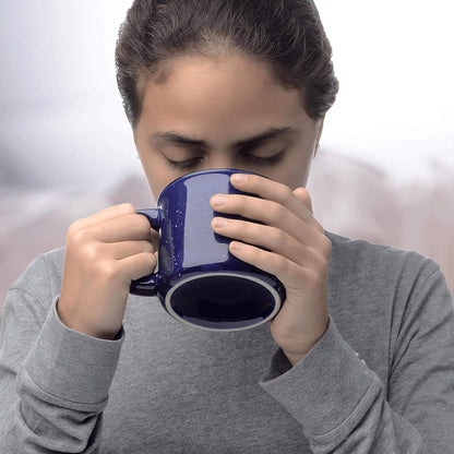 DISCOUNT PROMOS Ceramic Campfire Coffee Mugs 13 oz. Set of 10, Bulk Pack - Perfect for Tea, Espresso, Cappuccino, Hot Cocoa - Blue