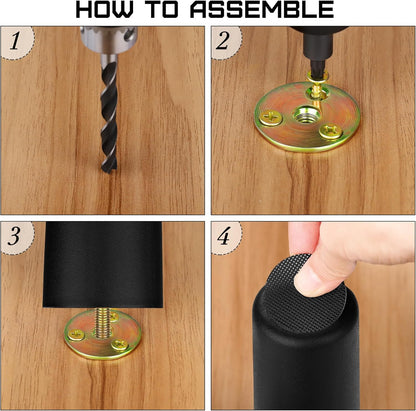 TURSTIN 8 Pack 3 Inch Plastic Furniture Legs with M8 T-Nuts Screws Tapered Sofa Couch and Chair Legs Replacement Furniture Legs for DIY Projects Sofas Coffee Tables Dressers Beds