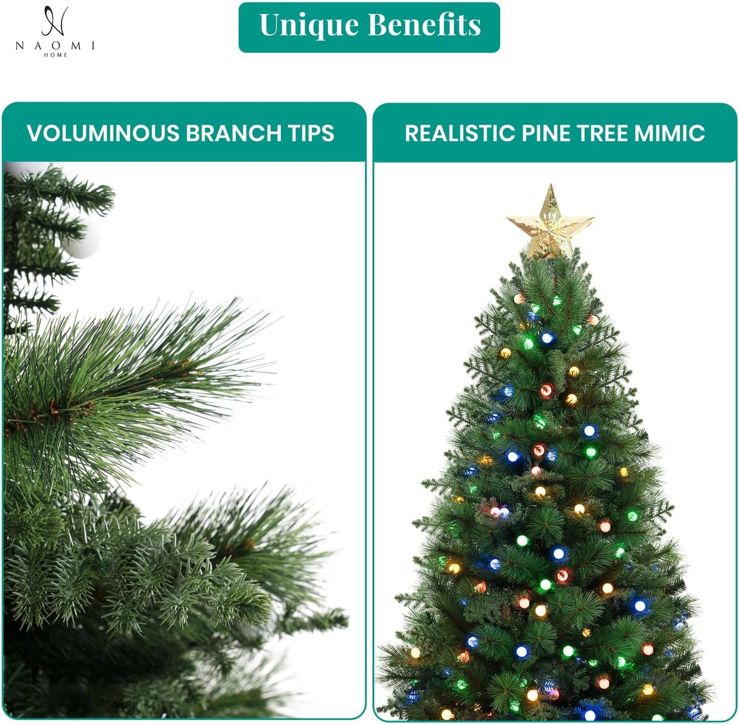 Naomi Home Evangeline Traditional Christmas Tree Green/6.5ft