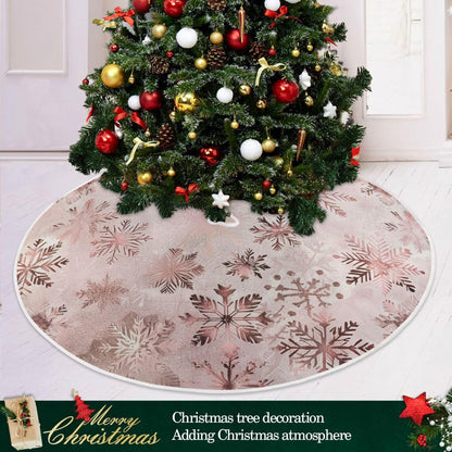 Christmas Tree Skirt, 36 Inch Seamless Pattern Rose Gold Snowflakes Xmas Tree Skirt for Christmas New Year Party Decorations Christmas Tree Mat