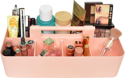 2 PACK - Portable DIY 8 Dividers Durable Plastic Organizer Tote Tool Home Office School Toy Arts Craft Pencil Kids Baby & Supply Cleaning Caddy with Handle Made In USA (Indie Pink)