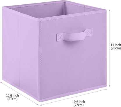 Stero Fabric Storage Bins 6 Pack Fun Colored Durable Storage Cubes with Handles Foldable Cube Baskets for Home, Kids Room, Closet and Toys Organization Purple, Pink, peachpuff