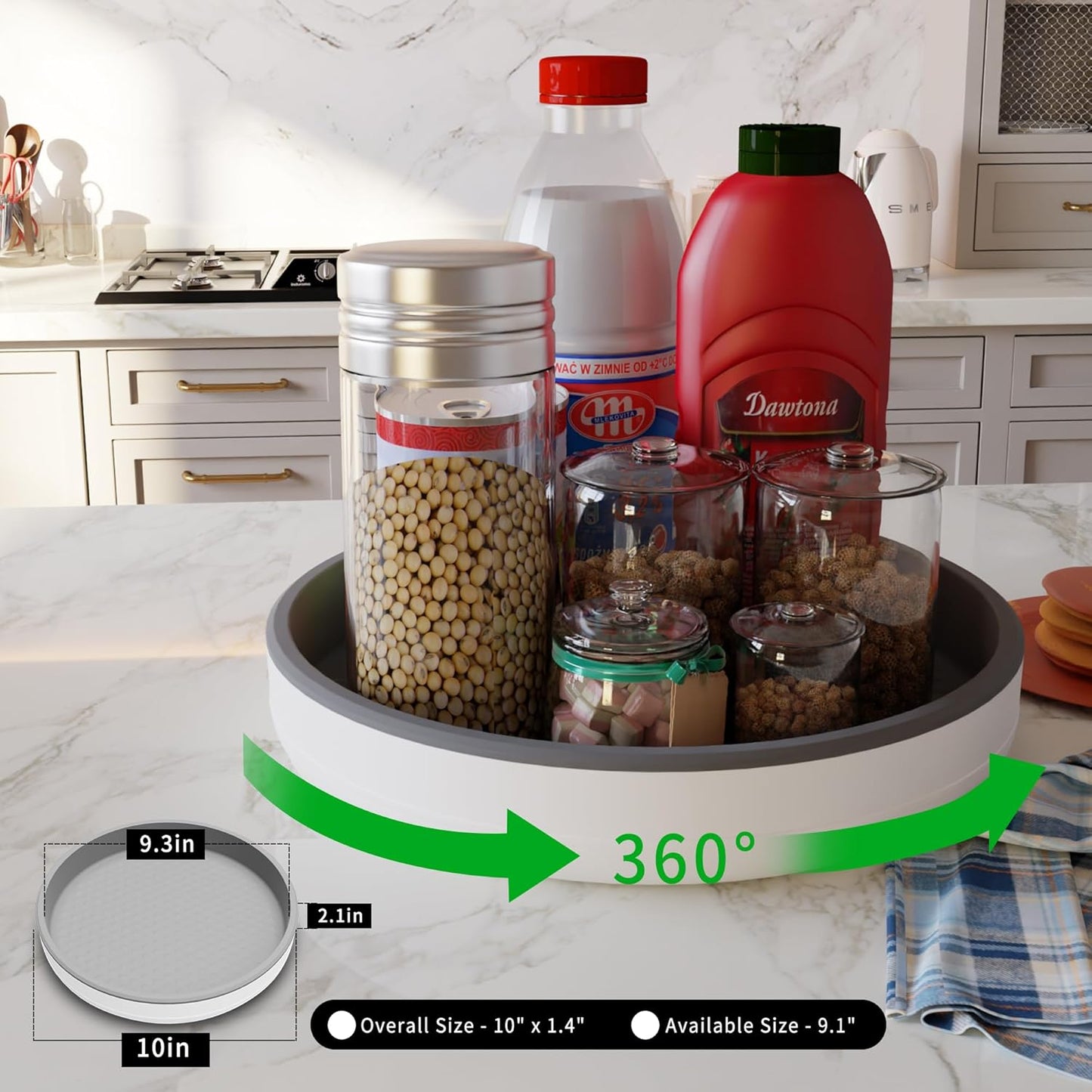 2 Pack 10 Inch Non-Skid Lazy Susan Turntable Organizers - Spinning Rack for Pantry Organization and Storage, Kitchen, Cabinet, Fridge, Bathroom Vanity, Countertop, Under Sink Organizing, Spice Rack